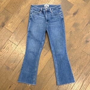 PAIGE Medium Blue High-Rise Colette Crop Flare Jeans